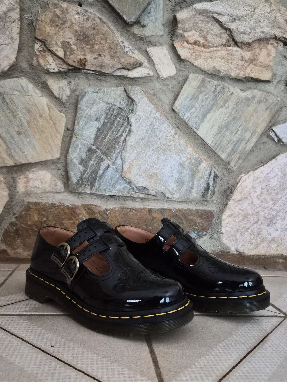 Dr. Martens Black Patent T-Strap Mary Jane Style 8065 Size 6